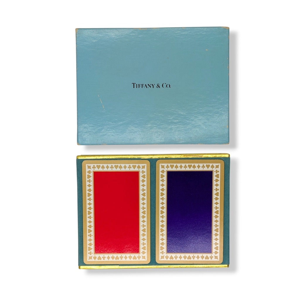 Tiffany & Co Playing Cards Red Purple Double Deck Set Vintage Blue Box Two Decks